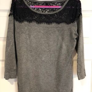 Charcoal Grey & Black Lace Sweater